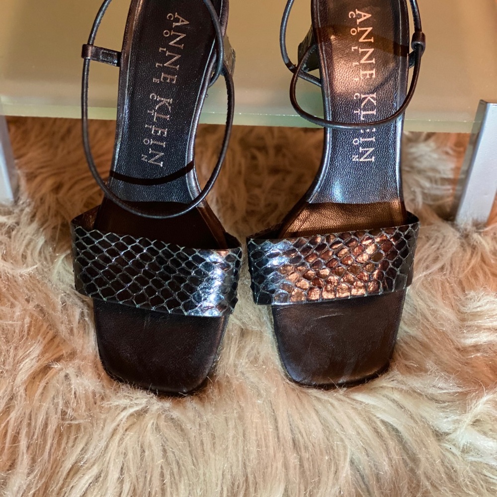Anne Klein Black Python Sandals Vtg - image 4